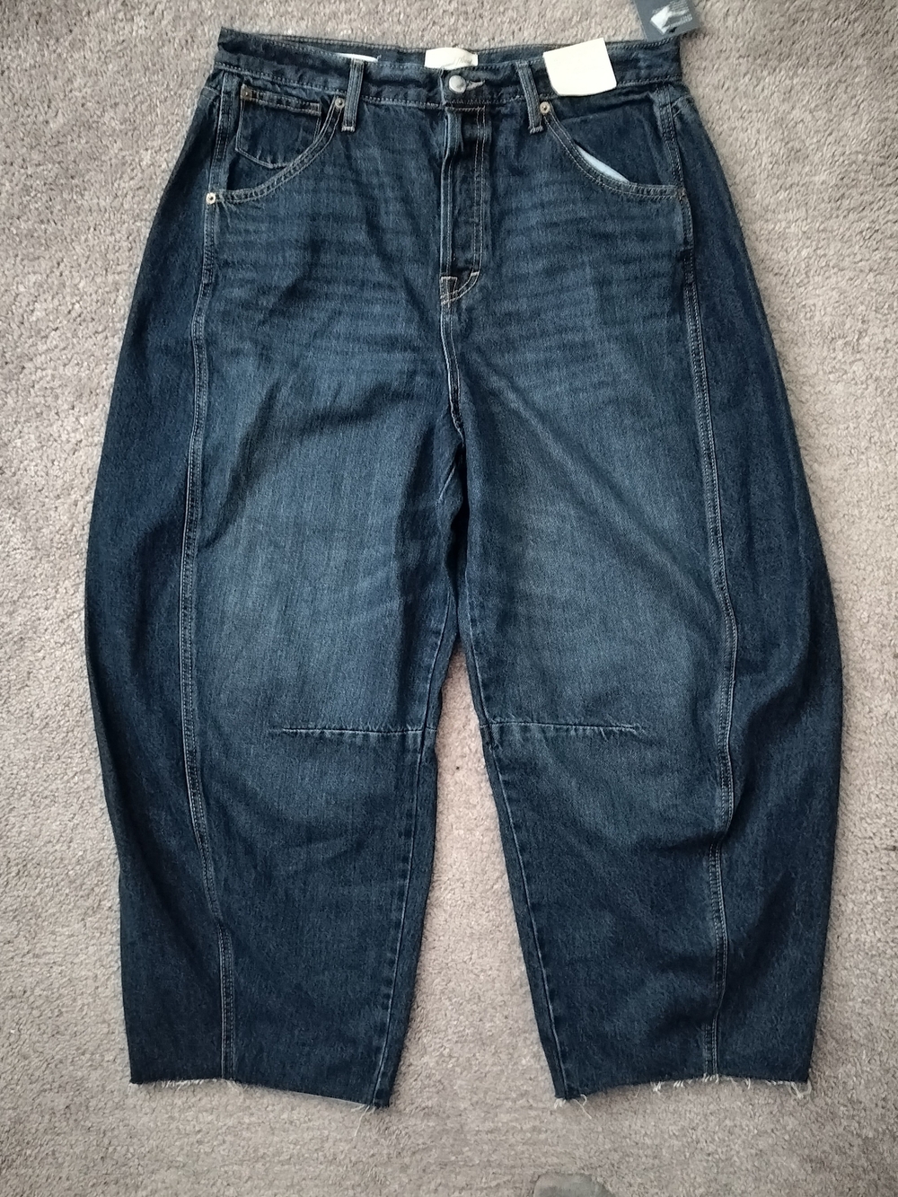 Universal Thread Womens 12 High Rise Curved Leg Barrel Ankle Jeans Dark Wash NWT